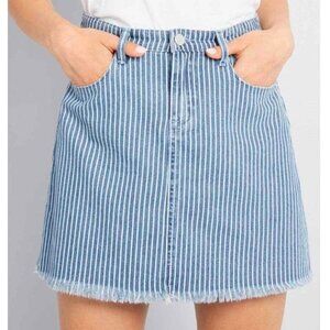 BLANK NYC Pale Rails Denim Raw Hem Mini Skirt, Blue 24 / 0 NWT